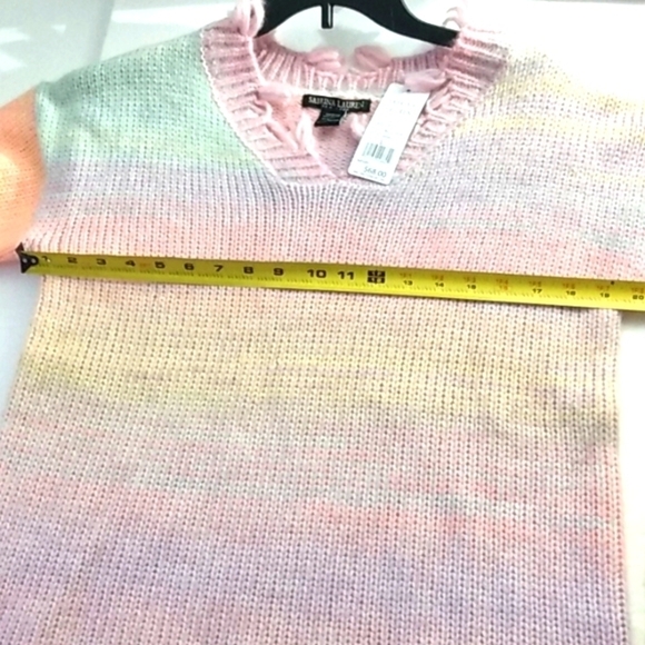 SABRINA LAUREN NEW YORK FRAYED EDGE V-NECK SWEATER SIZE LARGE NWT - Picture 7 of 9